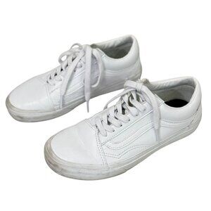 Vans Women's Old Skool Skateboard Shoe Sneaker All White Leather Low Size 6.5